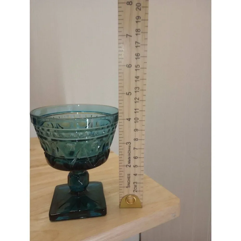 Vintage colony Park Lane, Indiana glass, footed sherbert dishes. Aqua blue-green